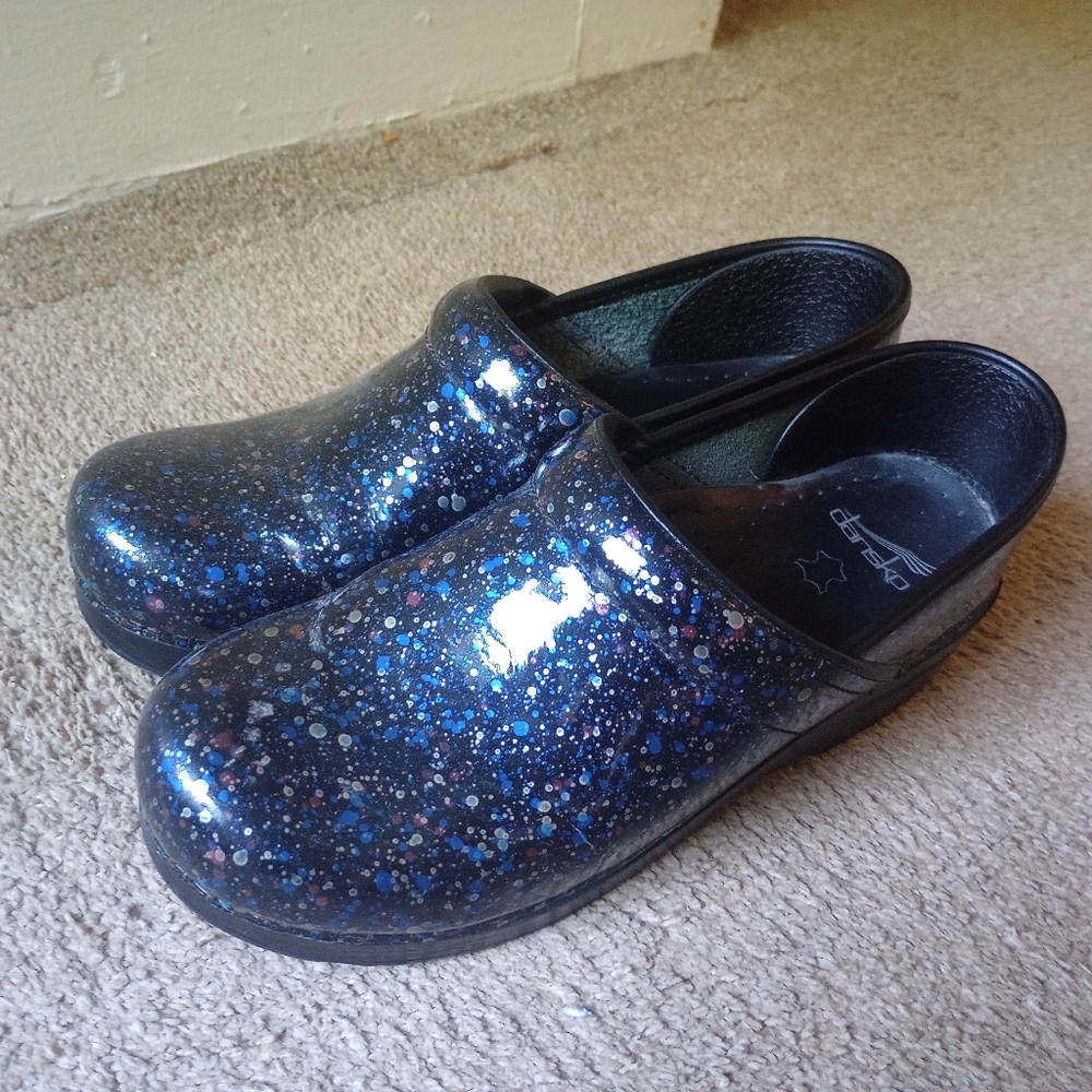 DANSKO Women's paint Splatter Dot Clogs Size 39